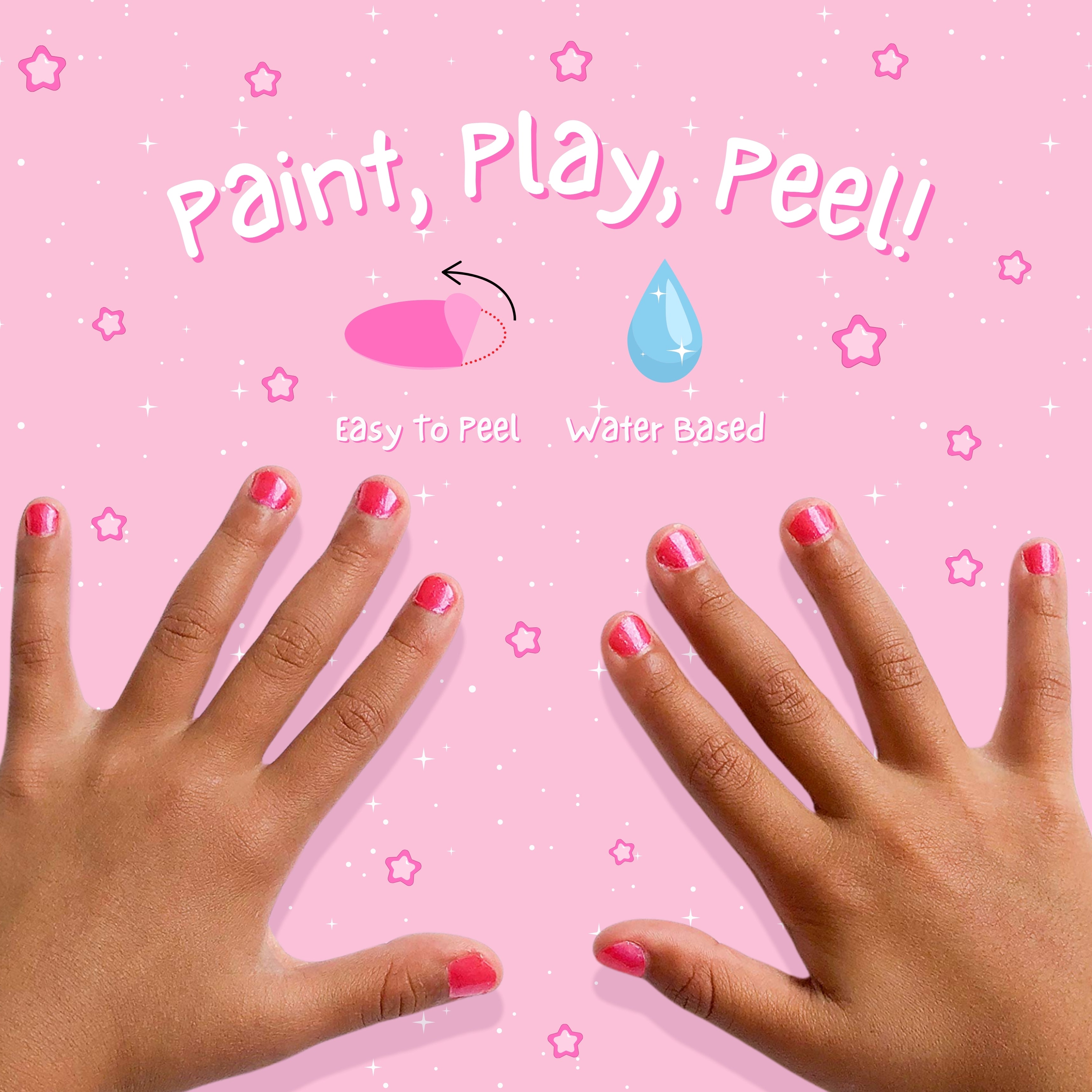 Tickle Me Pink Glitter 4ml Peel off Kids Nail Polish