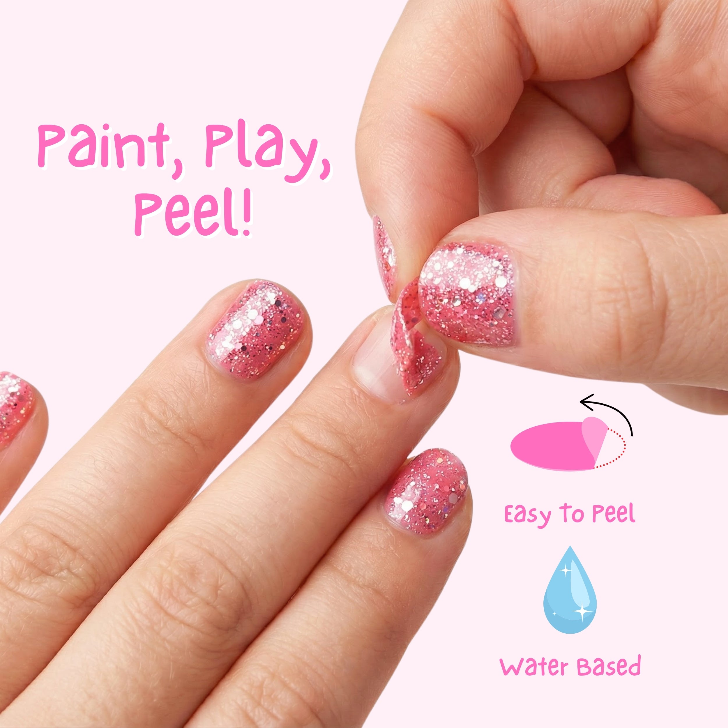 Sugar Hugs Glitter 4ml Peel off Kids Nail Polish